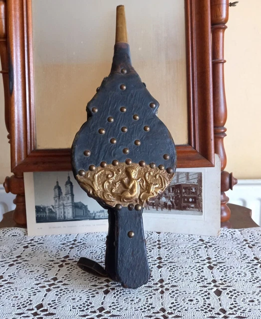 Fuelle vintage, chimenea, decoración del hogar, fuelle