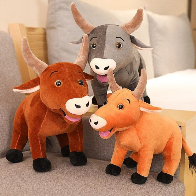 Juguete de peluche de vaca realista, muñeco de peluche de Animal realista,...