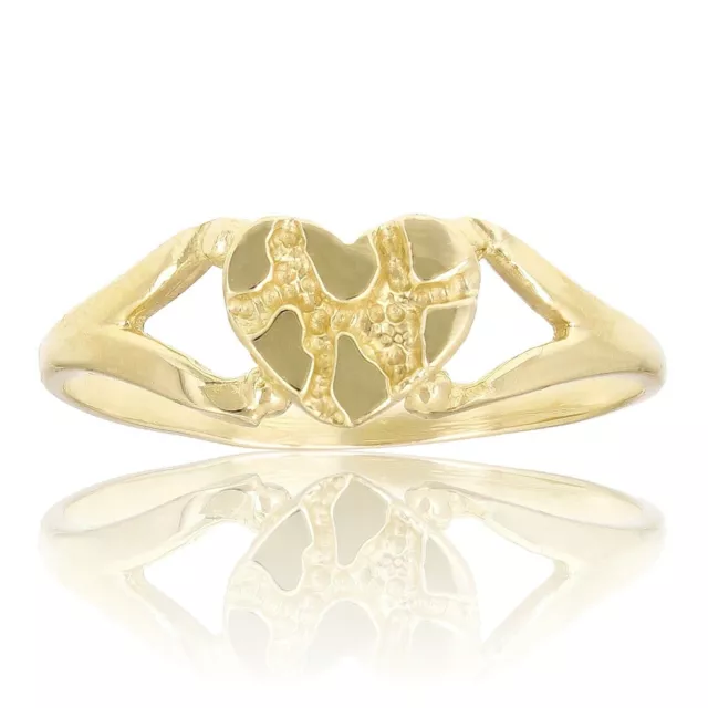 new beautiful 14k Yellow Gold Solid Nugget Heart Ring Band Sizes all