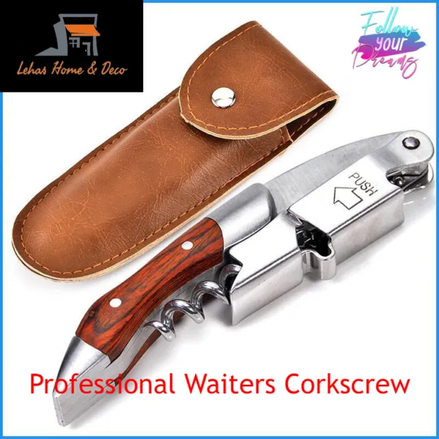 Professional Waiters Corkscrew Wine Opener Bottle Opener and Foil Cutter Gift