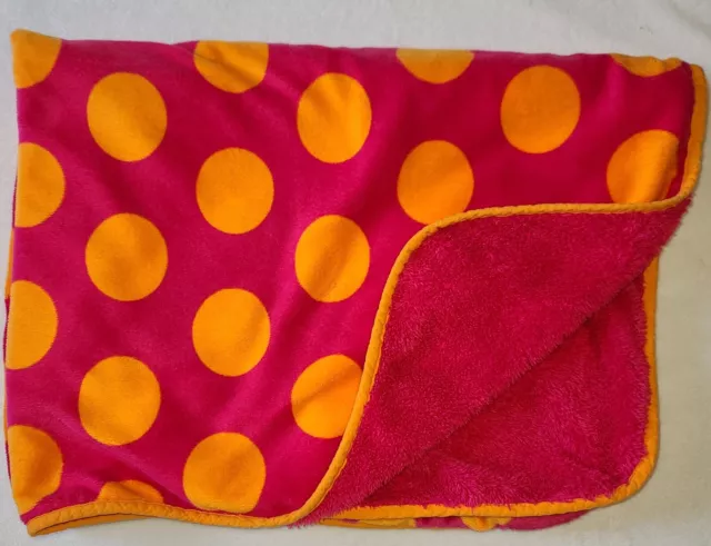 Carters Hot Pink Orange Large Circles Polka Dot Baby Blanket Sherpa Plush Velour