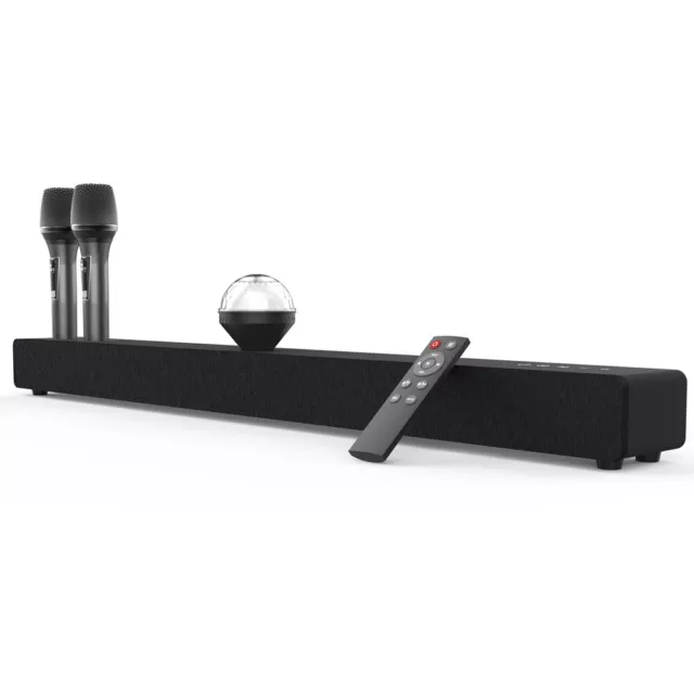Karaoke KTV Machine Bluetooth Stereo Soundbar Speaker with 2 Wireless Microphone 3