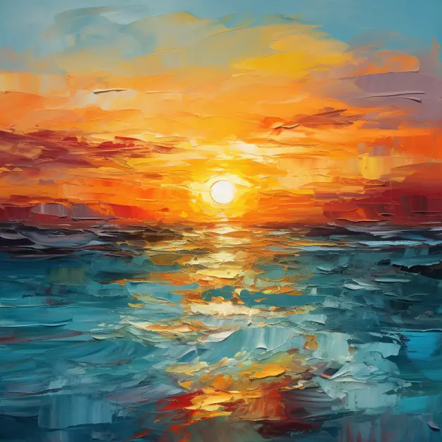 Abstract Sunrise Oil Painting Luxury Canvas Wall Art Picture Print Colourful