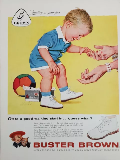 1959 Ephemera Print Ad Buster Brown Kids Shoes original  Advertisement