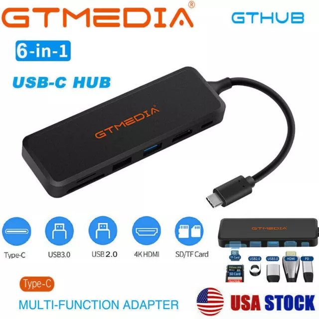 6 in 1 Multiport USB C Hub Type C To USB 3.0 4K HDMI Adapter for Macbook Pro/Air