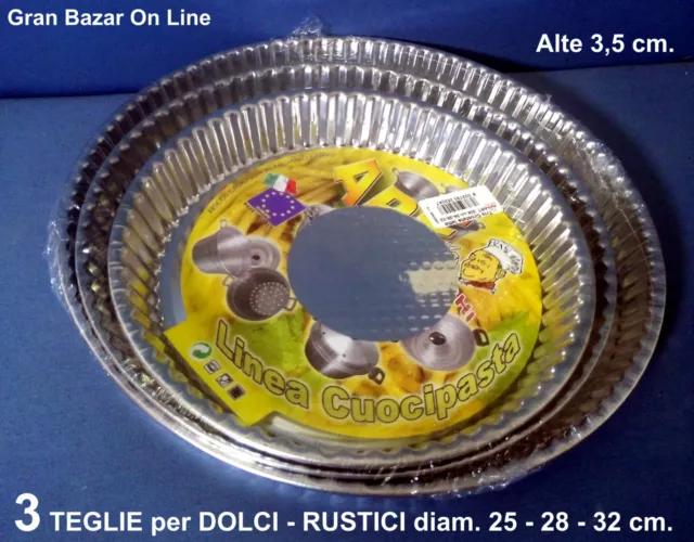 PASQUA TEGLIA TRIS 3 Pz Tonda 25-28-32 cm. Alta 3,5 cm Cake Design Dolce Rustico