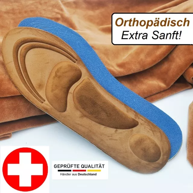 Einlegesohlen Orthopädische Fersensporn Gel Schuh Einlagen Wildleder Optik 4D✅DE