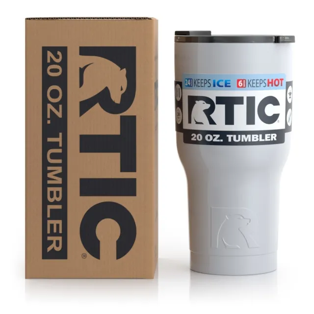 RTIC 20 oz Tumbler Hot Cold Double Wall Vacuum Insulated 20oz WHITE
