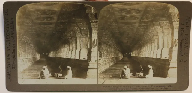 Indien Tempel Rechts Rameswaram Foto Stereo P49p1n Vintage Citrat 19007