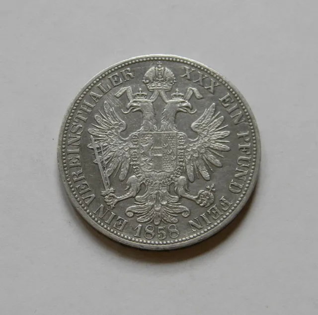 ÖSTERREICH: Vereinstaler 1858 A "FRANZ JOSEF I.", sehr schön, ANK 41, II.