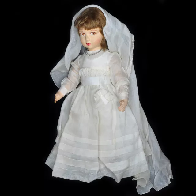 RARE poupée ancienne en tissu RAYNAL communiante 50cm / 20" RAYNAl cloth doll