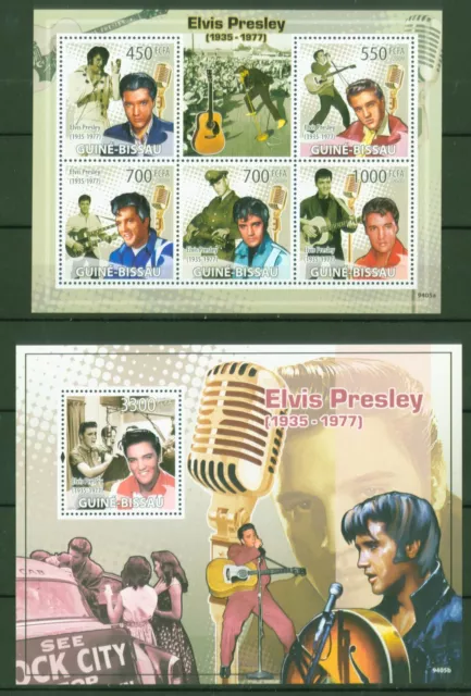 Guinea Bissau 2009 - Elvis Presley - Il Re - Chitarra - 4285-89 + Blocco 701 **