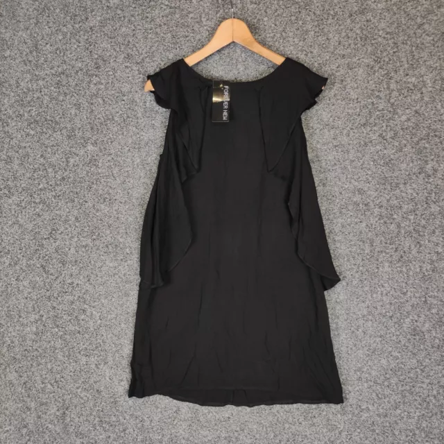 Forever New Womens Shift Dress Size 8 Black Ruffle Sleeveless Round Neck NWT