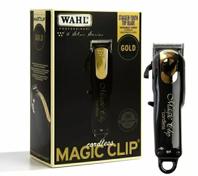 Wahl Professional 5 Star Edition 8148-100 Gold Cordless Magic Clip Black NEW