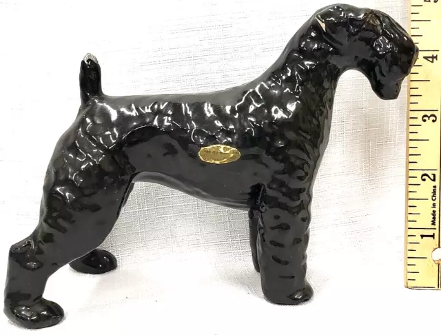 1940s KERRY BLUE TERRIER DOG FIGURINE- OSCAR MORTENS Painted, Fine Art Sculpture