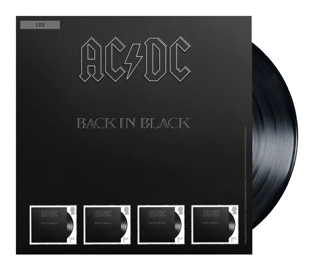 GB 2025 AC/DC Back in Black Stamp Fan Sheet Ltd edition mint, issue ...