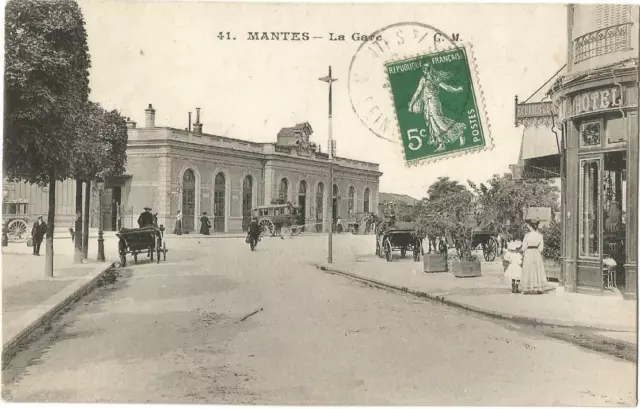 Cp Ancienne Mantes La Jolie - La Gare