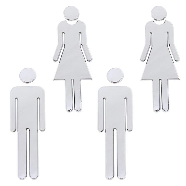 4 pegatinas de inodoro, letrero de baño autoadhesivo para hombre/mujer hágalo usted mismo pegatina de pared puerta S