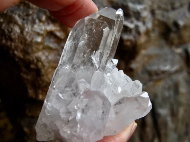 Quartz Crystal Cluster point Healing Clear rough natural specimen Brazil sits up