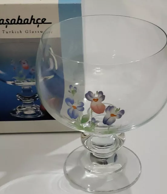 Pasabahce Turkish Glassware Eden Collection Compote Fine Blown Glass NIB