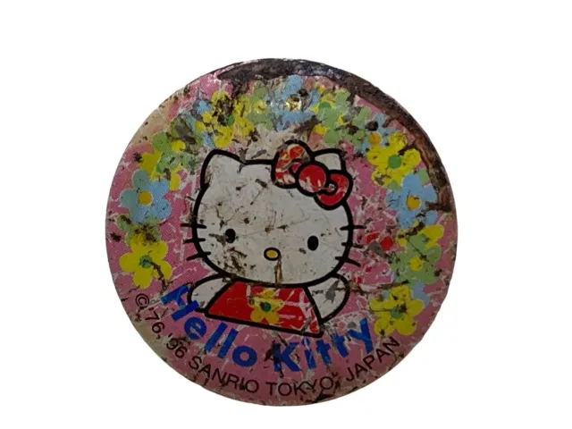 Rare 1996 Hello Kitty Pin Vintage Button Sanrio Tokyo Japan Metal