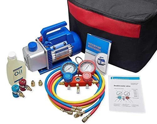New Position 4CFM 1/3HP Air Vacuum Pump HVAC A/C Refrigeration Tool Kit