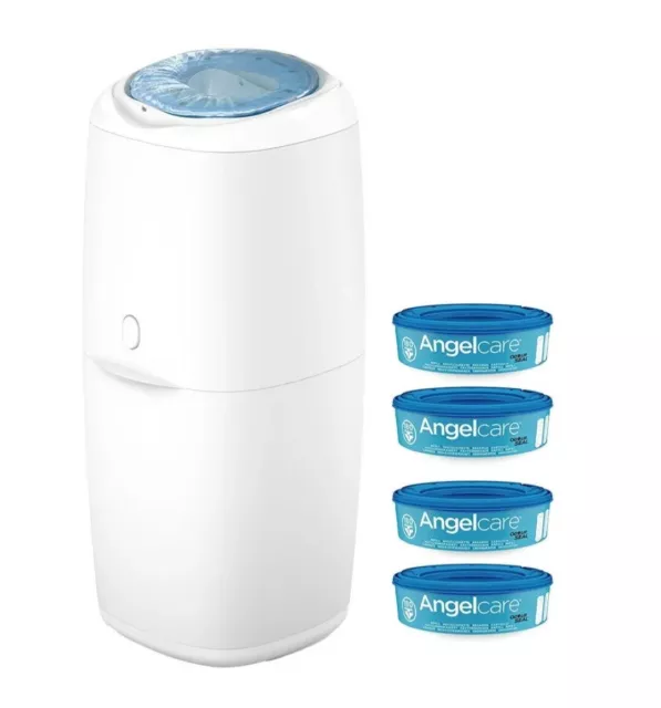 Angelcare Odour Seal Nappy Disposal System/Bin Starter w/ 5 Cassettes Refills