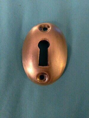 Single Vintage Solid Brass Oval Door Keyhole Cover Escutcheon, Decorative, 1-3/4
