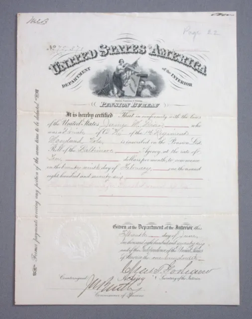 James M. Biser Discharge & Pension Docs Signed by Lt.Col. John W. Wilson 1st Md.