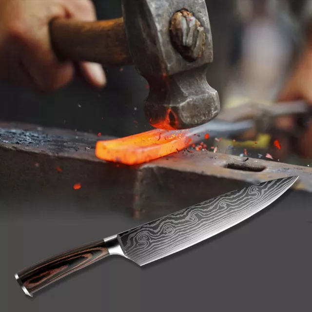 2 Küchenmesser 8 Zoll Schneidemesser Brotmesser Edelstahl Brotschneid Kochmesser 6