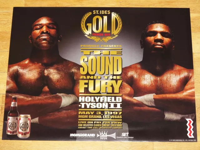 MIKE TYSON vs. EVANDER HOLYFIELD II POSTER ST.IDES BEER in MINT 1997 VINTAGE