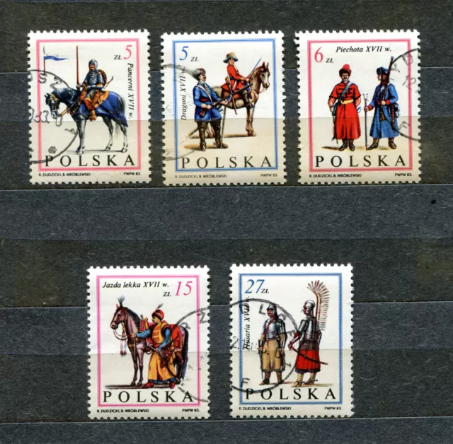 Briefmarken, Polen, Polska, Kpl Satz, Soldaten, Fi 2722-26, 1983, gestempelt.