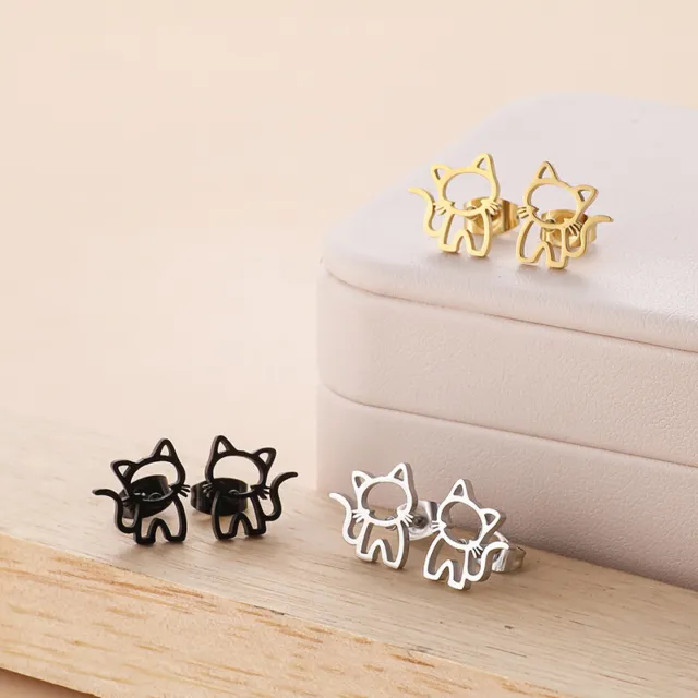 Mode süß Katzenohrstecker Ohrstecker Damen Mädchen Schmuck Liebe Geschenke