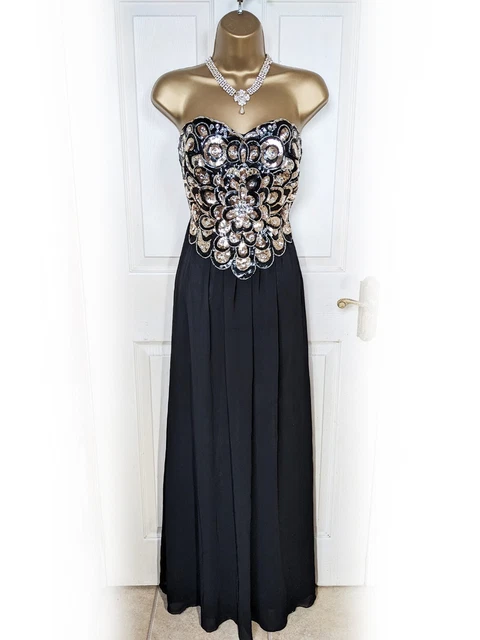 QUIZ SIZE L Black Gold Printed Maxi Dress BNWT 16.99 - PicClick UK