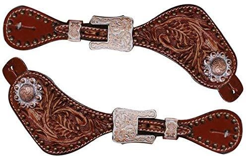 Showman Ladies Size Floral Tooled Leather Spur Straps
