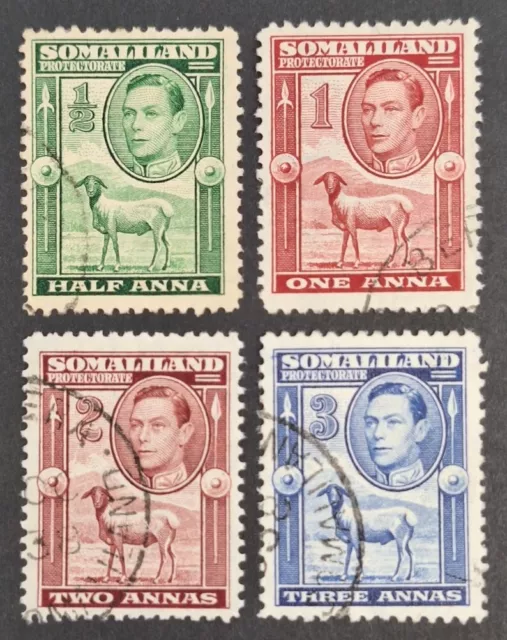 Somaliland Protectorate 1938, "Berbera Blackhead Sheep" 4x Stamps Used