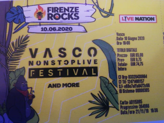 Biglietto concerto Vasco Rossi