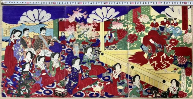 Japan Antique woodblock print Ukiyoe ishibashi kabuki Youshu Chikanobu Meiji era