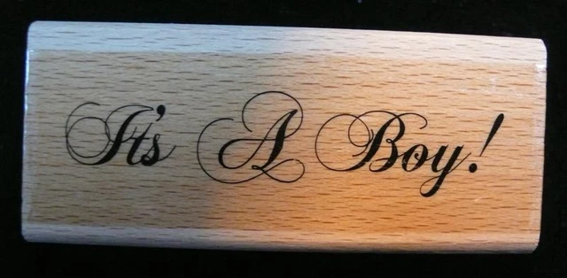 Create and Craft IT'S A BOY Rubber Ink Stamp on Beech Block - Free UK P&P