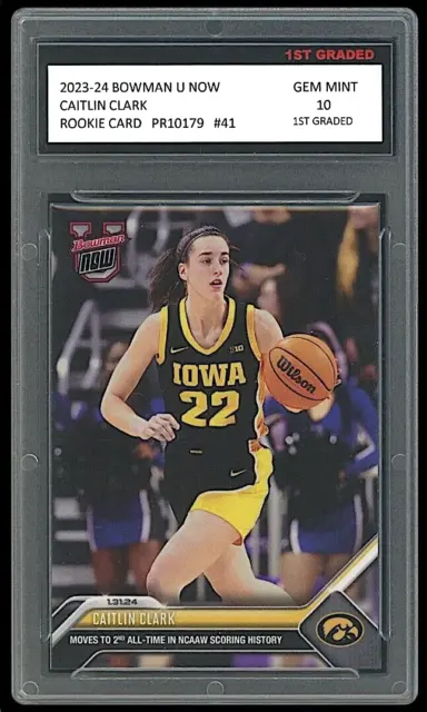 Caitlin Clark 2023-24 Bowman U Now (Topps) 1st Graded 10 Rookie Card RC #41 Iowa