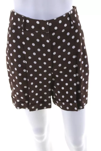 Michael Kors Collection Womens Silk Polka Dot Shorts Brown White Size 2