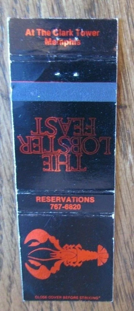 Animal Lobster Matchbook Matchcover: Lobster Feast (Memphis, Tennessee) -F1