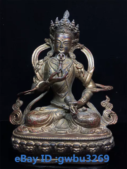 Collect Chinese old Tibet Bronze Copper Gilded Vajrasattva Tara Statue 42365