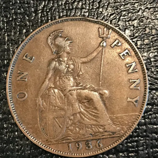 High Grade Xf 1936 Great Britain English Large Penny Cent-Feb030