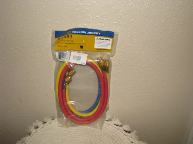 Yellow Jacket 21983 Manifold Hose Set,36 In,Red,Yellow,Blue