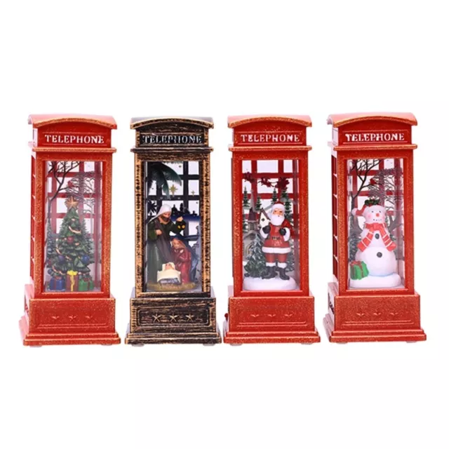 Christmas Phone Booth LED Light Santa Claus Snowman Tree Lights Tabletop