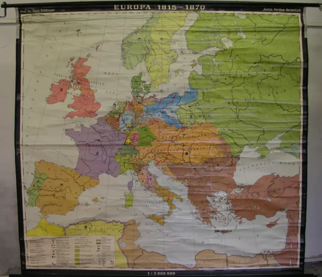 School Wall Map Chart Roll Card Europa 1815-1870 79 1/8x74in