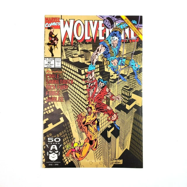 Wolverine #42 July 1991 2nd Print Gold Variant Cover Marvel Comic Book Volume 2