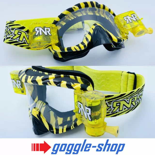 Rip N Roll Motocross MX Enduro Lunettes Hybrid RNR Pleine Charge - Sauvage Jaune