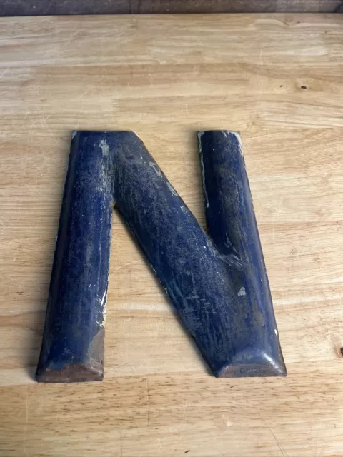 Vintage Blue Porcelain Letter N